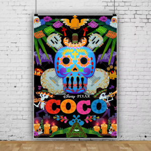 Potdemiel | Cartoon Film Coco Birthday Backdrop Kids Birthday Party Decorations Mexican Day of the Dead Theme Decor Banner Photo Shoot Props