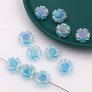 ลูกปัดดอกไม้ ดอกทานตะวัน ขนาด 16mm รูข้าง ขนาด 2mm อุปกรณ์เสริมงานฝีมือ งาน DIY ใช้สำหรับการร้อย พวงกุญแจ ที่ห้อยกระเป๋า ที่ห้อยโทรศัพท์