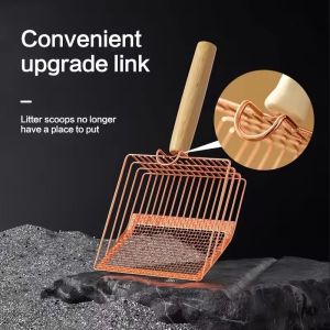 Upgrade Metal Cat Litter Scoop 2 IN 1 Stainless Steel Wooden Handle Cat Litter Shovel Cats Poop Cleaning Shovel Tool