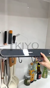 KIYO Rak Gantungan Pisau Dapur Tempel dengan Gantungan Cantol 2in1 / Rak Gantung Alat Dapur Serbaguna Multifungsi / Wall Mounted Knife Holder Multifunctional