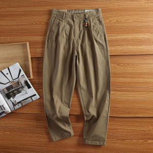 Amekaji Wide Leg Daddy Pants Mens Autumn and Winter Loose Straight Casual Cotton Stretch American Workwear Harem Pants Fashion