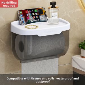 WEIHEHU | Wall-mounted Waterproof Tissue Holder No-drilling Required
