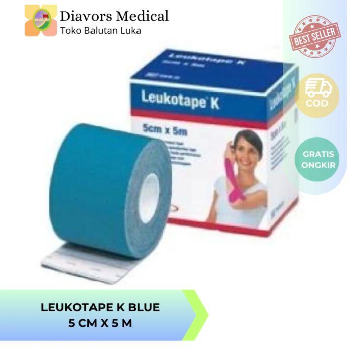 leukotape K 5 cm x 5 Meter / BSN / Kinesio Tape / Biru / Merah