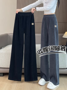 Womens Wide Leg Sport Pants Spring Autumn Corduroy Straight Casual Trousers High Waist Long Pants Korean Style Commute