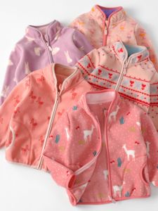 Kids Polar Fleece Jacket Girl Autumn and Winter Clothing New Fleece Sweater Baby Zipper Cardigan Girl Jacket Tops