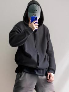 Kanye Season6 Zipper Hoodie American Trendy Casual Loose Autumn Winter Fleece Lined Jacket Men Women Youth Popular Style