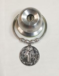 St. Benedict Miraculous Medal 1.75 Silver Protection Against Evil with Free Pouch