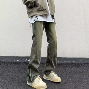 American Style Mens Casual Straight Leg Jeans Summer Trendy High Street Design Loose Fit Comfortable Jeans Youth Popular