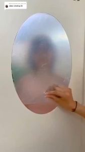 Cerminan Sticker Dinding 3D Bentuk Oval Kaca Acrylic Beserta Perekat Lem Kaca Cermin Tempel - SS