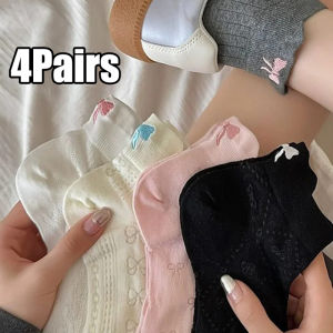 3Pairs New Fashion Summer Bow Knot Mesh Boat Socks for Female Sweet Lovely Breathable Thin Socks Daily Solid Colors Short Cotton Socks ﻿