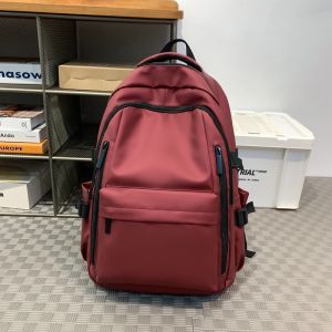 Large Capacity Waterproof Travel Backpack Mens Womens Simple Solid Color School Bag for Middle And High School Students College Students