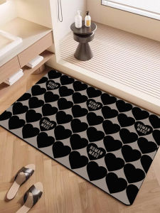 ผ้าพื้นห้องน้ำ Humanmade Heart สีสันสดใส ดูดซับน้ำได้ดี กันลื่น สำหรับประตูหน้าห้องน้ำ ที่นอน พื้นกันลื่น ผ้าฝ้ายโพลีเอสเตอร์