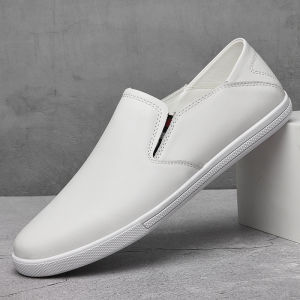 Mens Slip-On Shoes Size 46 Casual Leather Comfortable Breathable round Toe Flat Heel Rubber Outsole Spring Autumn Leather Boots