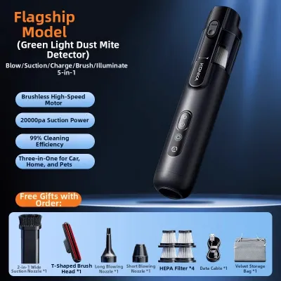 KONKA | Car Vacuum Cleaner Wireless Cordless Handheld Vacuum with Strong Suction Dual Function Blow and Suck for Car Interior Cleaning Rechargeable Portable Vacuum Cleaner