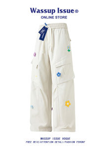 American Embroidery Summer Thin Casual Straight Pants