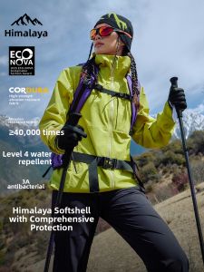 HIMALAYA | Waterproof and Wear-Resistant Soft Shell Jacket with Hood for Hiking Climbing Commuting