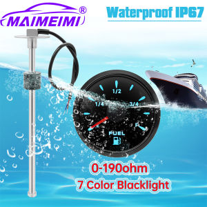 7Color Backlight Fuel Level Tank Oil Level Gauge E-F Pointer Digit Gar Fuel Meter +100MM-500MM Oil Level Sensor for Car Marine