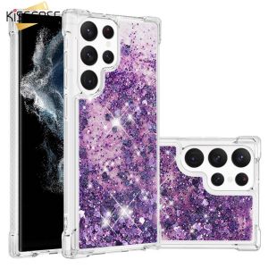 KISSCASE Flash Powder Quicksand Mobile Phone Shell Liquid Love Sequin Cas For Samsung Galaxy S23Ultra S23 Plus S23 S22 S21 Plus Note20 Ultra Note 20 A72 Shockproof Silicone Frame Cover Translucent Premium Scratch-Resistant Back Cover