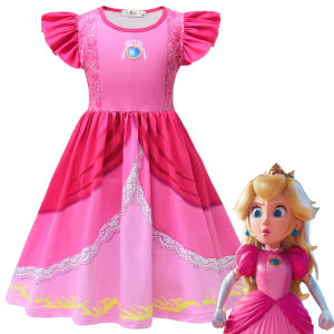 Sweet Baby: Girls Princess Peach Cosplay Dress & Super Mario Kids Costume