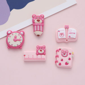 Rose Pink Bear Resin DIY Mobile Phone Case Hair Clip Card Decoration Accessories Fashionable Jewelry Small Bear Hair Accessories