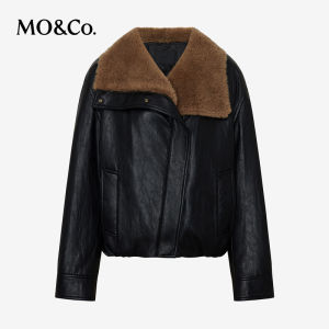 MO&Co. | Wool Collar Leather Trim 90% Down Jacket