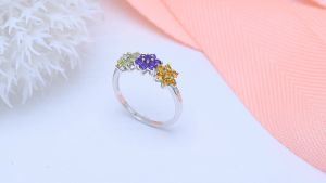 Lohaspie Jewelry Genuine Sterling Silver 925 Ring Natural Amethyst Ring Gemstone 925 Silver Engagement Ring Jewelry Gemstone Ring Lohaspie
