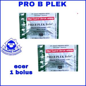 PRO B PLEK BOLUS 1 bolus ecer vitamin b komplek sapi kambing domba Meningkatkan Daya Tahan tubuh sapi kambing atau domba teman teman Kurus tidak nafsu makan dan kekurangan vitamin. Ini solusinya! Pro B plek Bolus Vitamin ini terbukti menambah ampuh