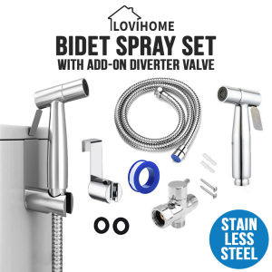 SG STAINLESS STEEL BIDET SPRAY SET TOILET SPRAYER KIT FOR BATHROOM TOILET BOWL HANDHELD SPRAY GUN SHOWER NOZZLE FLEXIBLE HOSE PIPE VALVE