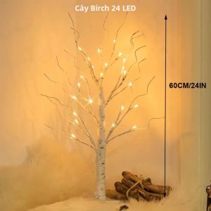 1 Đèn LED Trang Trí Hình Cây Bạch Dương 144 Đèn Sử Dụng Nguồn USB & Pin Dùng Cho Trang Trí Ngày Lễ Tiệc Tạ Ơn Lễ Phục Sinh - Đèn Ngủ Trang Trí