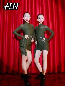 Ailangna Latin Dance Suit Girls Training Performance Competition Costume Set New 2025 Advanced Childrens Long Sleeve Sportswear