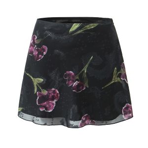 New Chinese Style A-Line Mini Skirt Womens Retro Embroidered Slimming Mesh Print Skirts High Waist Short Dresses