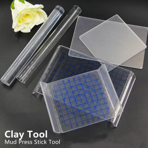 Teabelle  Clay Modeling Tool Mud Pressing Plate Transparent Acrylic Round Tube Roller Soft Plasticine Polymer Rubbing Plates Practical Pottery Tool Craft Accessories