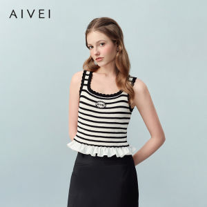 AIVEI | Sweet & Spicy Black White Stripe Knit Vest