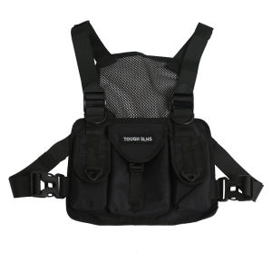 Tactical Vest Street Style Polyester Material Pure Color Butterfly Knot Lock Buckle Double Strap Shoulder Mens Chest Bag