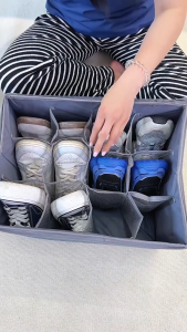 12Grids Foldable Shoe Storage Box Multi-functional Dustproof Organizer Clothes Accessories Storage Box Cabinet Organizer