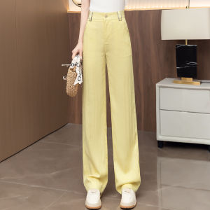 MEITESIJIAONU | Dopamine Yellow Linen Loose Trousers Summer Lightweight