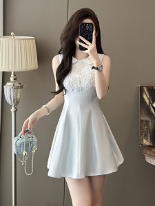 SUYE | Slimming Elegant Lace Panelled & Peter Pan Collar Dress