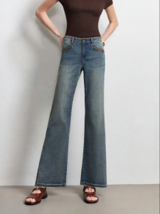 Vero Moda | Vintage Washed Detachable Belt Flared Jeans With Visible Seams For Women