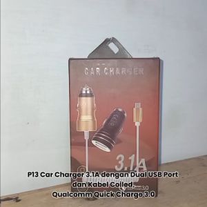 P13 ORI ADAPTOR MOBIL 2 USB DUAL SPIRAL CAR CHARGER SPIRING 3A SUPER FAST CHARGING CAS CASAN ADAPTIV