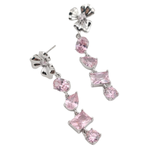 Elegant Long Square Fashion Stud Earrings Zircon Floral Design Dinner Party Glowing Luxury Feel Tassel Drop Earrings for Women