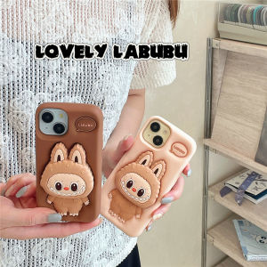 For Apple iPhone 11 12 13 14 15 16 Pro Max Plus 7 8Plus X XR XS Max Cute Cartoon 3D Labubu Phone Case Soft TPU Kids Child Toys Stand Case Shockproof Silicone Back Skin Cover
