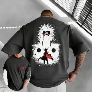 Bandai | Naruto Jiraiya Hero Story Style T-shirt Mens Anime Pattern Printed Short Sleeve Fashion High Quality Trendy Pure Cotton Top