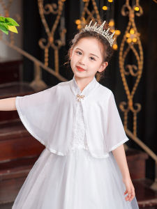 สไตล์เจ้าหญิงชุดกิโมโนชีฟองสีขาวสําหรับสาวฤดูใบไม้ผลิ/ฤดูใบไม้ร่วง/ฤดูร้อนประสิทธิภาพโฮสติ้งธงชุดสวมใส่ด้านนอกเสื้อแฟชั่นเด็ก