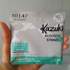 สายกีต้าร์โปร่ง kazuki สายเคลือบNano Coating กันสึกกร่อน คุณภาพดี (1ชุดครบ6สาย) แถมปิ๊ก2ตัว ส่งไว!!