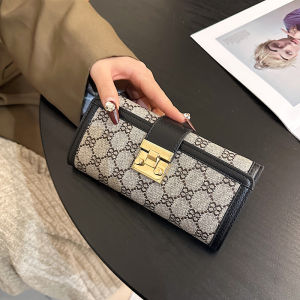 2025 Hot Sale New Style Long Letter Color Block Wallet Women Fashionable PU Leather Short Card Holder Versatile Youth Purse