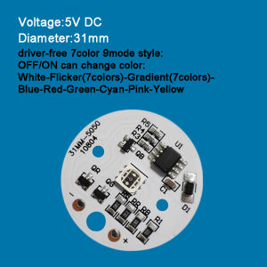 2pcs 5V Low Voltage LED Tri-color 7color Lamp Light Board Bulb Round Light Source