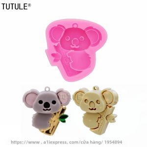 Khuôn Silicon Bóng Cho Gấu Koala Epoxy Polymer Đất Sét Trang Sức Làm Thân Thiện Với Môi Trường Dụng Cụ Làm Bánh Động Vật Dễ Thương Bông Tai Khuôn