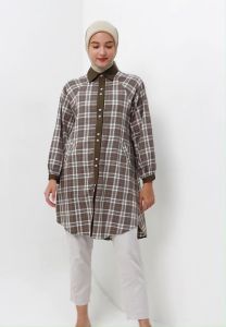 MFMW Slubby Tunik Military Olive Motif Kotak: Ukuran & Kualitas Tinggi