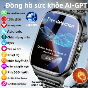 Đồng Hồ Thông Minh Theo Dõi Sức Khỏe 2025 Dành Cho Nam Giới - Đo Mỡ Cơ Thể Axit Uric Oxy Máu Điện Tâm Đồ + PPG Huyết Áp Vòng Đeo Tay Thể Dục Với Chức Năng Theo Dõi Giấc Ngủ