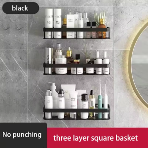 Washroom Shampoo Storage Rack Wall-mounted Hole-free Bath Washbasin Wall Corner Shower Gel Shelf Multi-functional Kitchen Rack